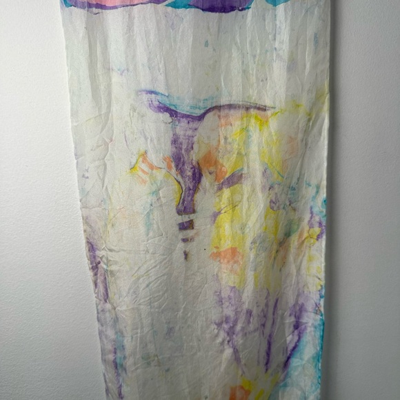 Vibrant Multi-Color Silk Scarf - Women's Lightweight Wrap - Picture 6 of 8